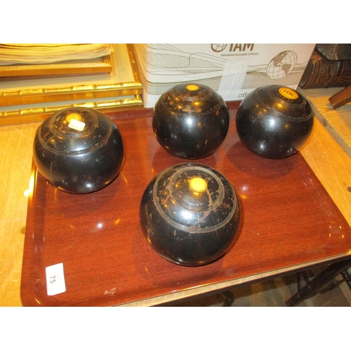 75 - Set of 4 Wooden Lawn Bowls