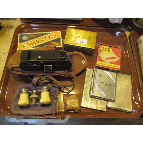 78 - Folding Camera, Opera Glasses, Rolls Razor, Cigarette Cases etc