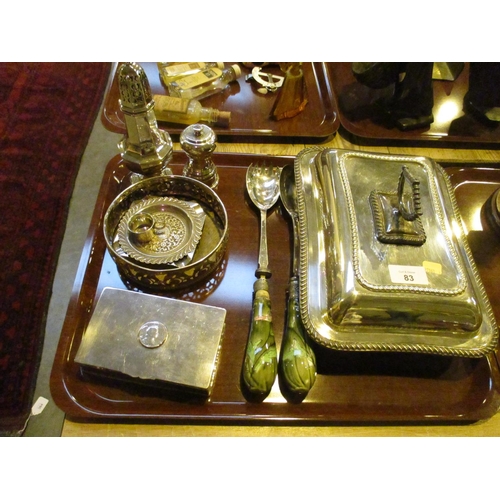 83 - Silver Plated Entrée Dish, Sugar Caster, Wine Coaster, Salad Servers etc