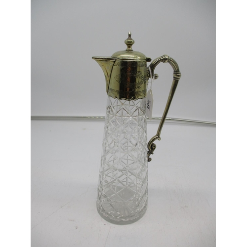 208 - Victorian Cut Glass and Silver Plate Wine Jug