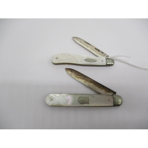 314 - Two Silver and Mother of Pearl Fruit Knives, Sheffield 1915 and 1901