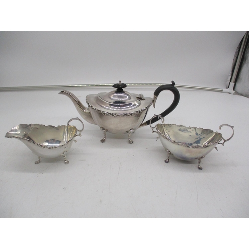 324 - Silver 3 Piece Tea Service, Birmingham 1903, 537.3g total