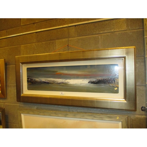 389 - Nael Hanna, Oil Painting, Coastal Sunset, 23x90cm, ARR
