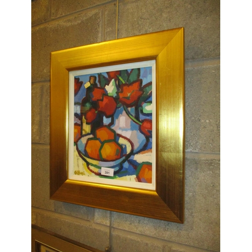 391 - Joan Gillespie, Oil on Paper, Still Life with Tulips, 29x24cm, ARR