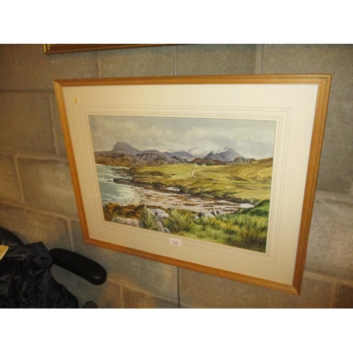 418 - Leslie P Stuart, Watercolour, Gruinard Bay and An Teallach, 35x53cm