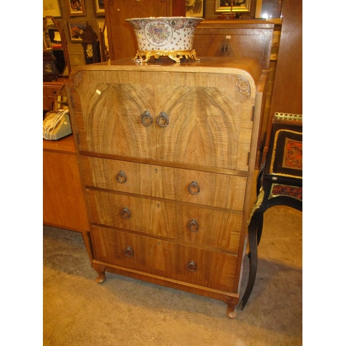 507 - Art Deco Walnut Linen Chest, 76cm