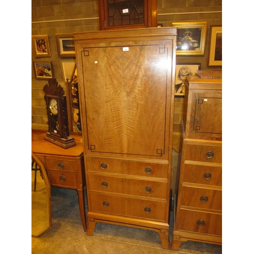 512 - Art Deco Walnut Gents Wardrobe Stewart Glasgow, 69cm