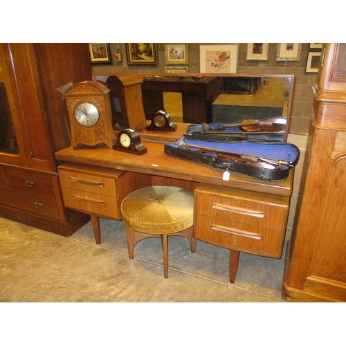 516 - Mid 20th Century G Plan Teak Dressing Table with Stool, 152cm