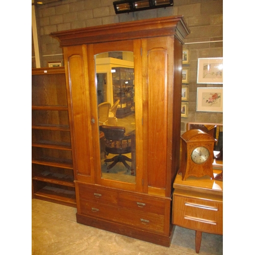 517 - Late Victorian Walnut Mirror Door Wardrobe, 108cm