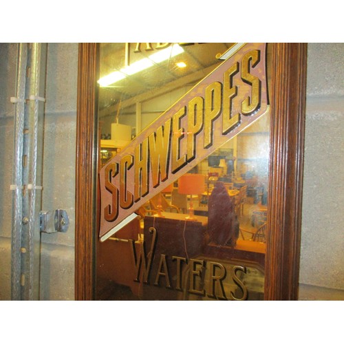 388 - Schweppes Table Waters Gold Medal Mirror with Barometer, 97x31cm