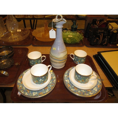 102 - Royal Doulton Tudor Grove 12 Piece Tea Set and a Mull Pottery Decanter