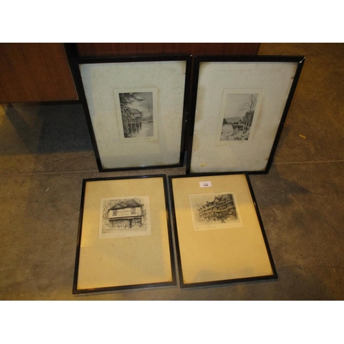 104 - Edward Cherry Pair of Etchings and a Pair of Prints