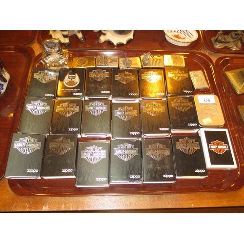 175 - Collection of 27 Zippo Harley Davidson Lighters