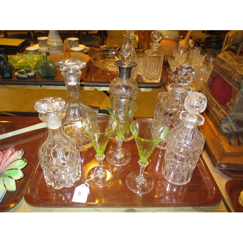 89 - Five Crystal Decanters and 3 Cocktail Glasses