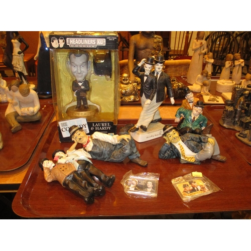 202 - Laurel and Hardy Figures and 2 Key Rings