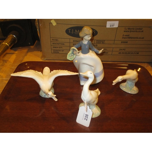 238 - Nao Girl and 3 Lladro Geese