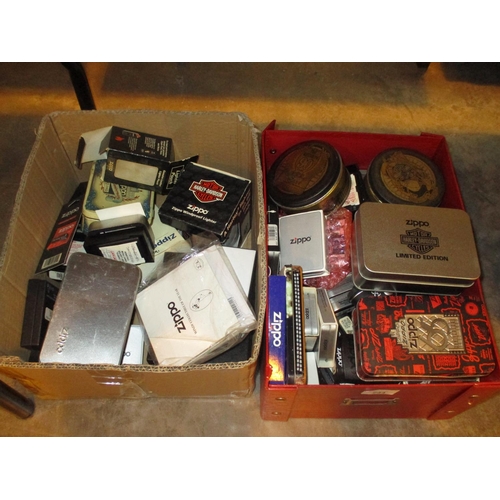 244 - Two Boxes of Zippo Boxes and Tins