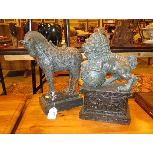 251 - Temple Lion and Tang Style Horse Figures