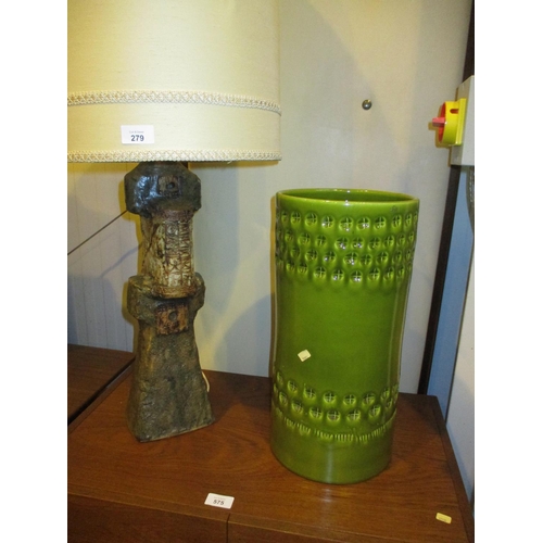 279 - Stylised Stoneware Lamp and a Pottery Vase