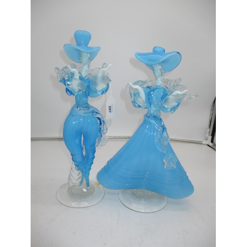 297 - Pair of Murano Glass Figures, 36cm