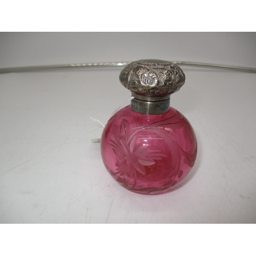 302 - Modern Silver Top Cut Glass Scent Bottle