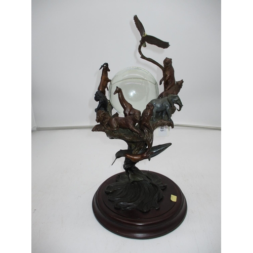 323 - Patinated and Coloured Bronze Animal Group, 41cm