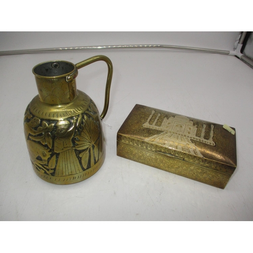 328 - Indian Brass Cigarette Box and a Middle Eastern Brass Vessel