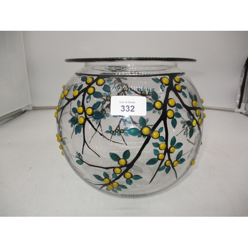 332 - Veriana France Glass and Enamel Decorated Spherical Vase, 20cm