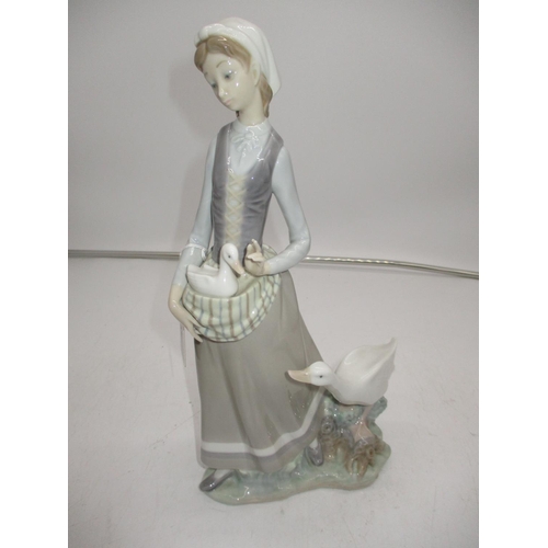 337 - Lladro Goose Girl Figure, 32cm