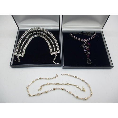 340 - Diamonte Choker, Necklace and a Necklace and Bracelet Set