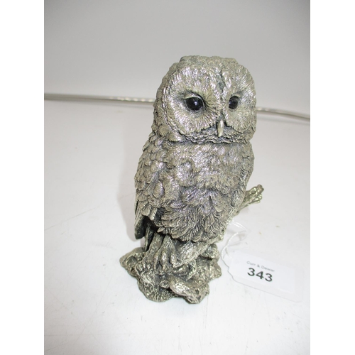 343 - Modern Silver Owl, 12cm