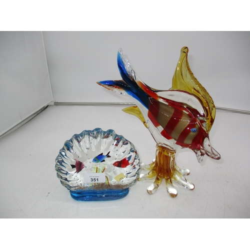 351 - Venetian Glass Fish and Aquarium Sculpture