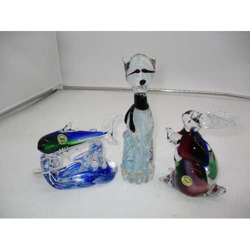 352 - Murano Glass Rabbit, Cat and Shark