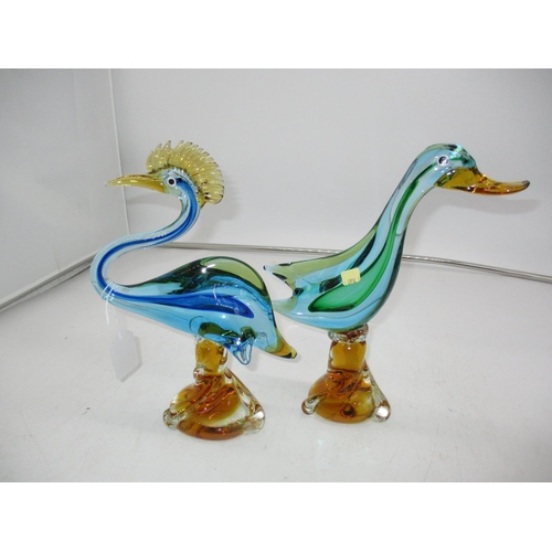 355 - Two Venetian Glass Birds