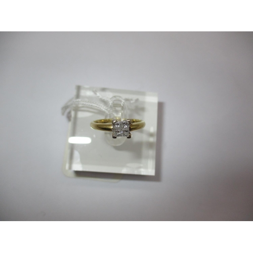 377 - 18ct Gold 4 Stone Diamond Ring, 2.6g, Size L