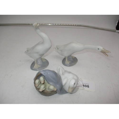 408 - Lladro Duck Family and 2 Geese