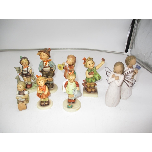 410 - Seven Hummel Figures and 2 Willow Tree Figures