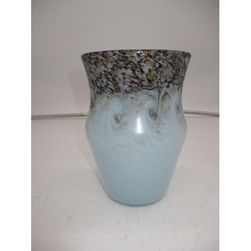 420 - Monart Blue Glass and Gold Inclusion Vase, 16cm