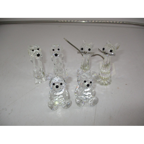 424 - Three Pairs of Swarovski Crystal Animals, Dogs, Cats and Teddies