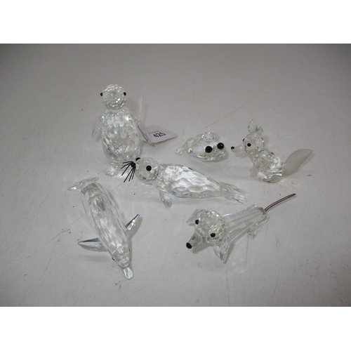 425 - Swarovski Crystal Dolphin, Sea Lion, Penguin, Fox, Dog and Frog