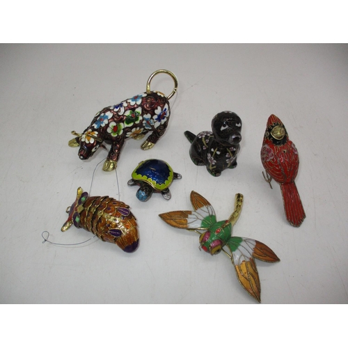 455 - Six Cloisonne Enamel Animals