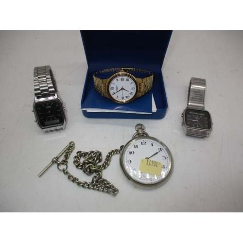 466A - Rotary Watch, Seiko Quartz Watch, Casio Watch and a Plated Pocket Watch