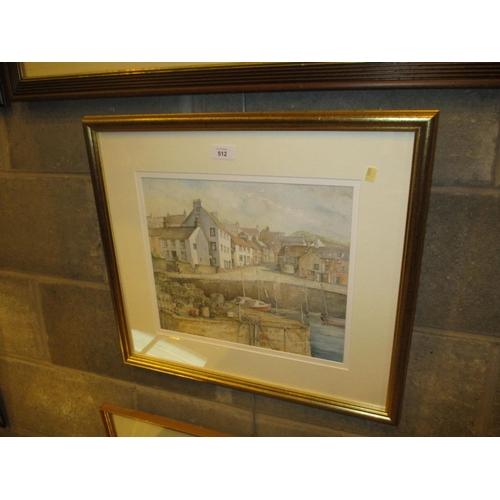 512 - Leonard Ede, 2004, Watercolour, East Neuk Fishing Village, 30x35cm