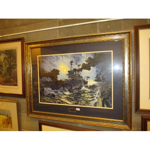 526 - Maurice PJ Forsyth-Grant, Painting, The Battle of May Isle, HMS Inflexible, Ramming K22 with K14 Min... 