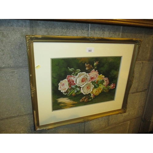 543 - W. Hurtshorne, 1907, Watercolour of Roses, 26x36cm