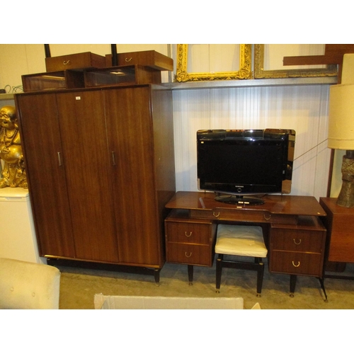 574 - G Plan Mahogany Wardrobe, Dressing Table, Stool and Headboard