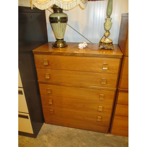 577 - Stag Teak Chest of 5 Drawers, 81cm