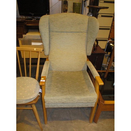 596 - Wood Frame Fireside Chair