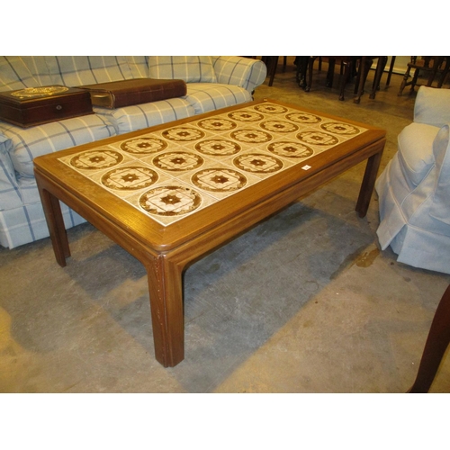 617 - G Plan Teak and Tiled Coffee Table, 74x134cm