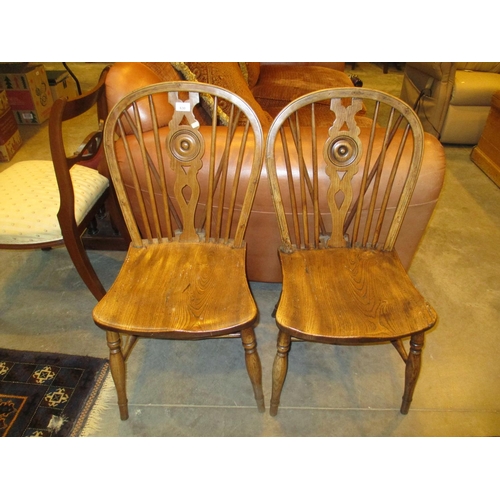 630 - Pair of Victorian Elm Seat Kitchen Chairs